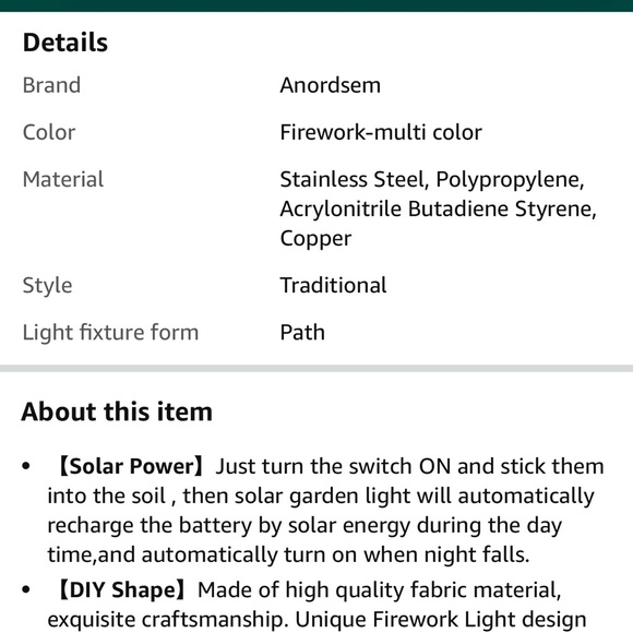 Anordsem Solar Garden Lights/Solar Fireworks Lights-Waterproof IP65-2-Pack - Picture 12 of 14